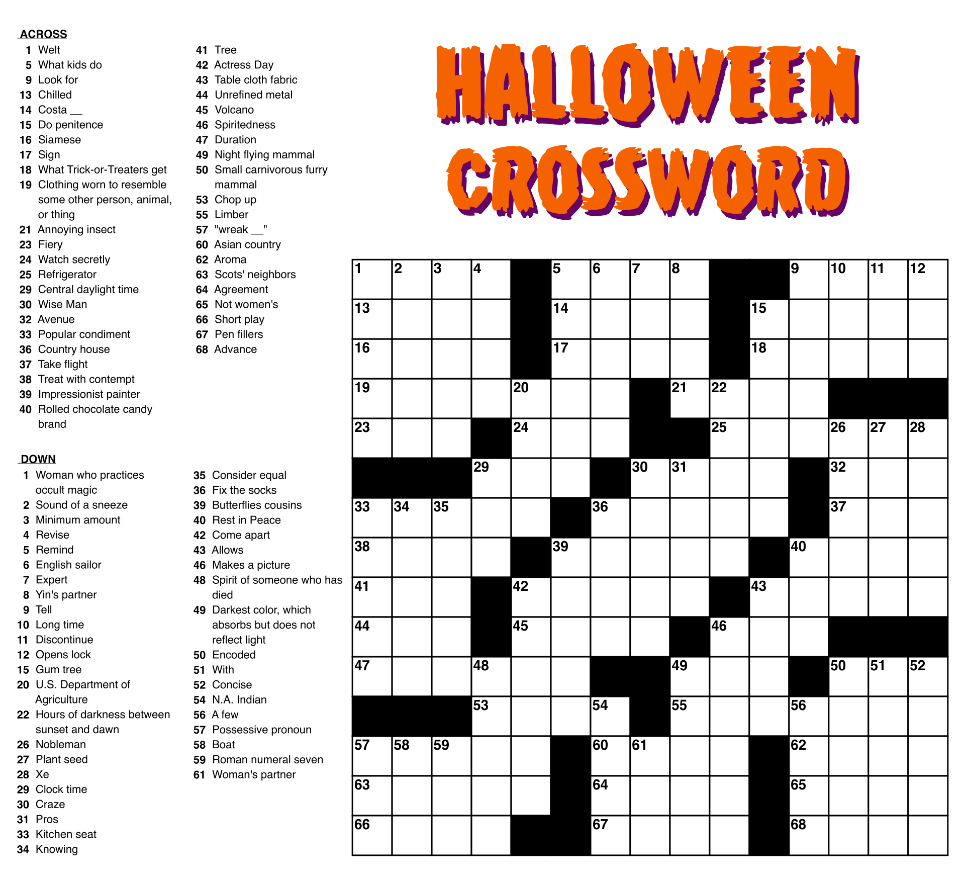 Free Printable Crossword Puzzles #4