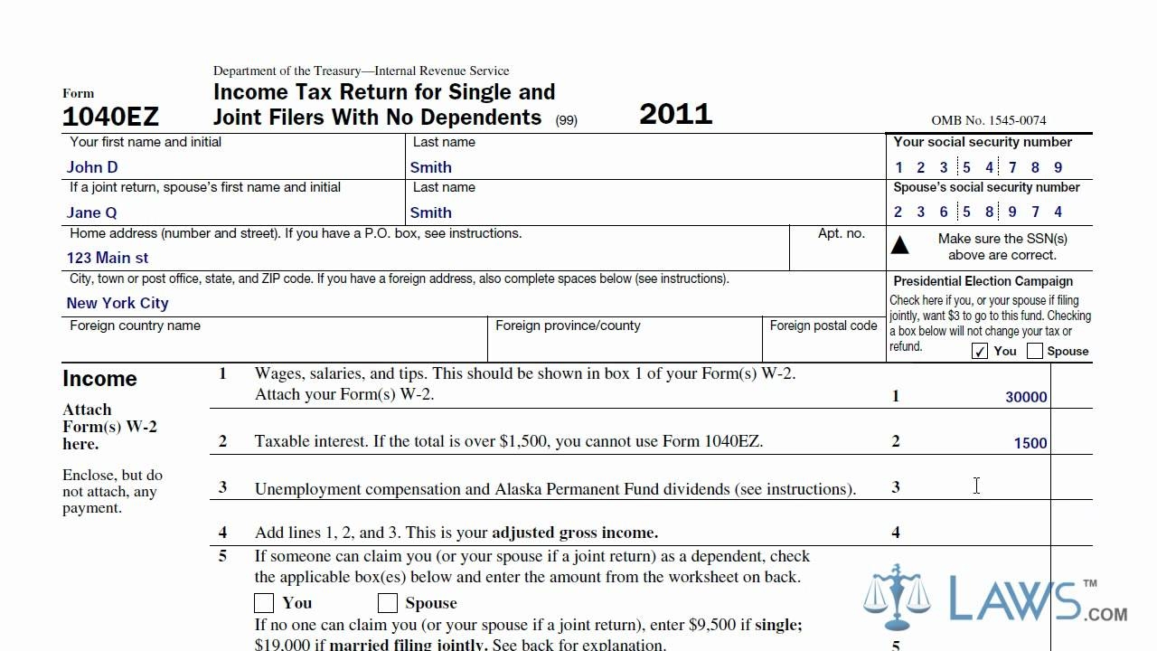 Printable Form 1040ez