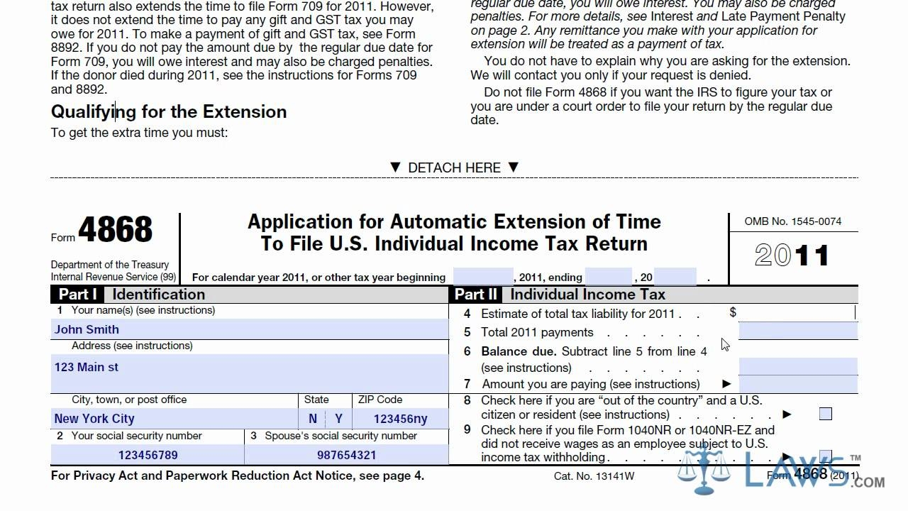 Learn How To Fill The Form 4868 Application For Extension Of Time To File U S Income Tax Return