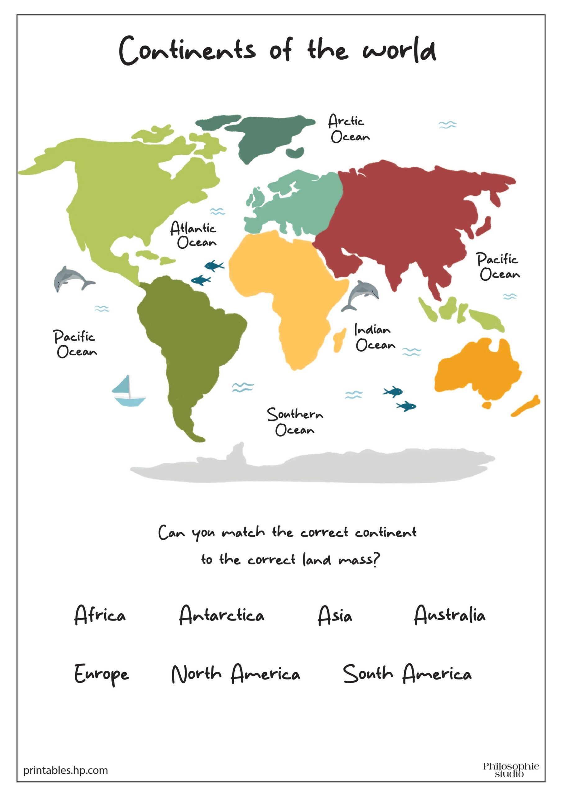 Learning Worksheets The Continents Printables Free Coloring 