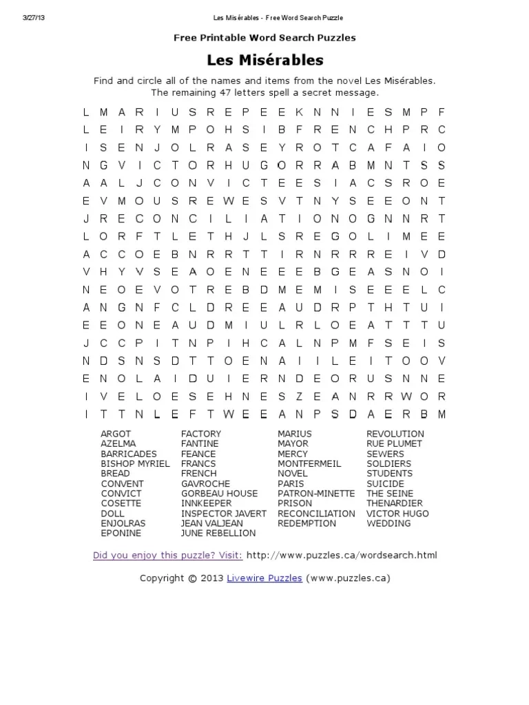 Printable Word Search Puzzles Ca