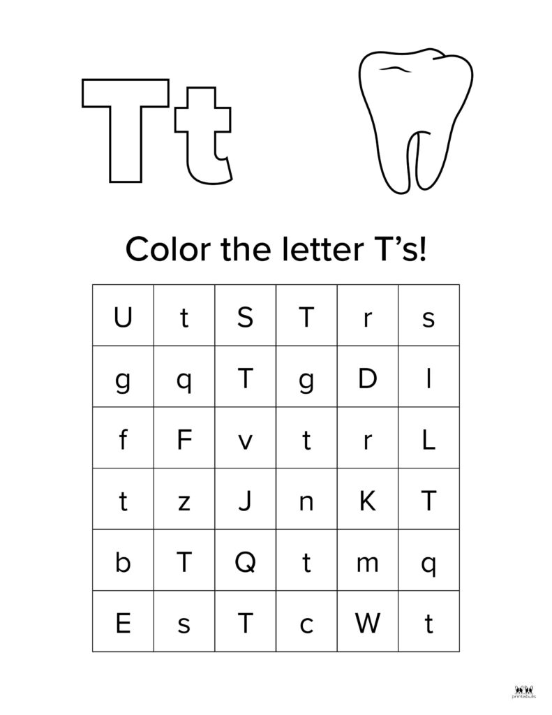 Letter T Printable Worksheets