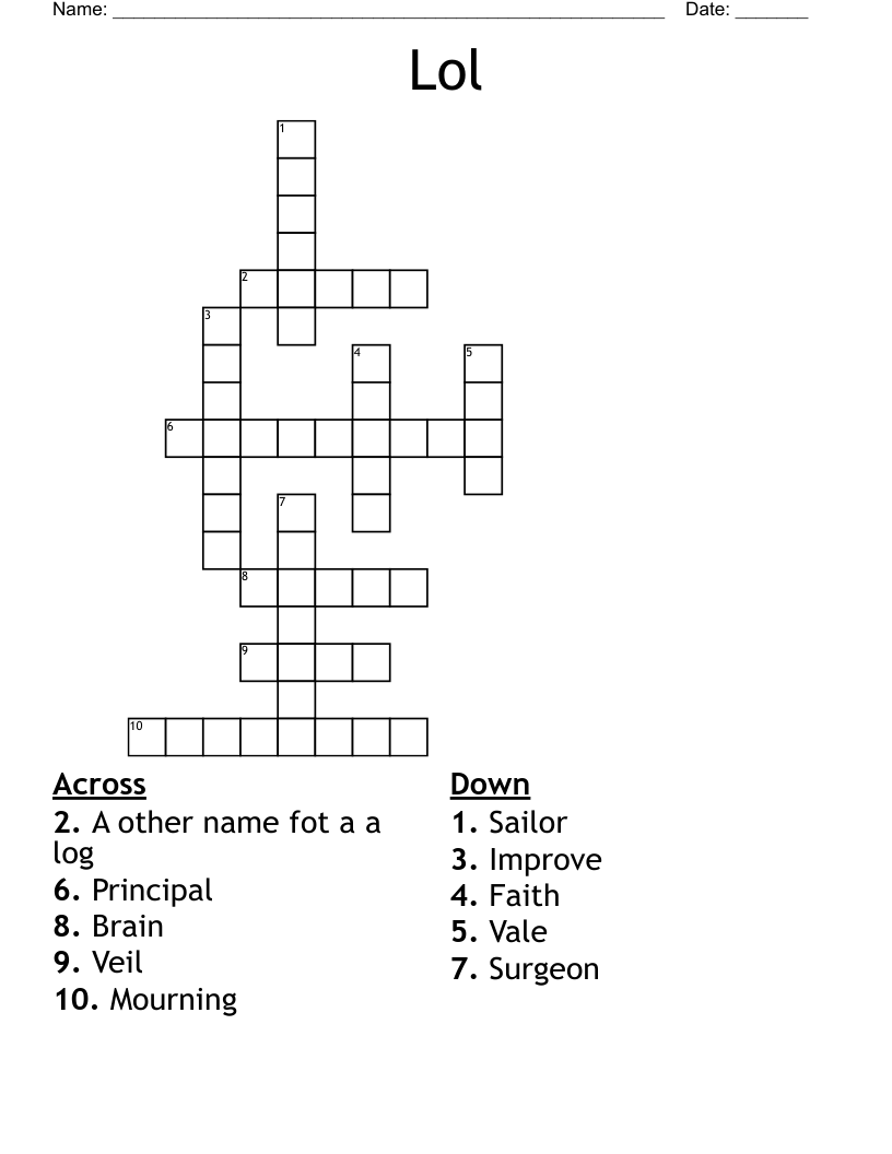 Lol Printable Crossword Puzzles