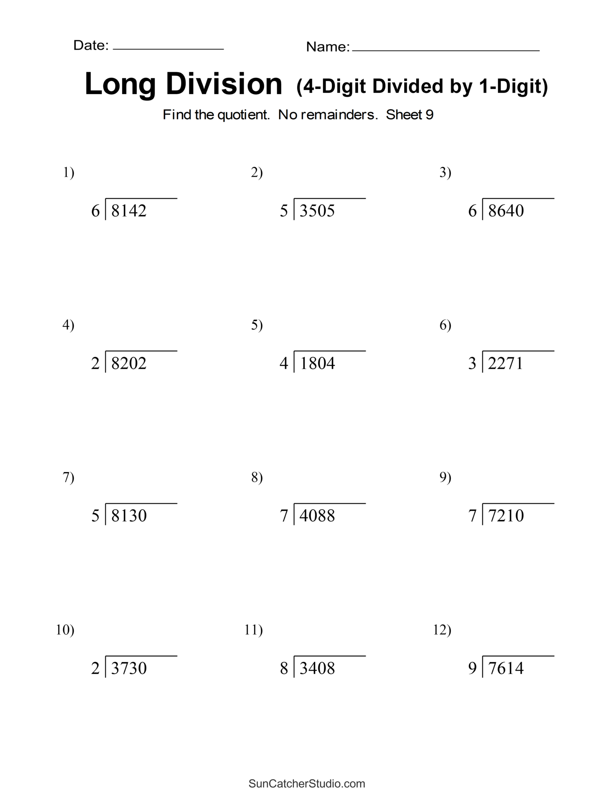 5th Grade Division Worksheets Printable