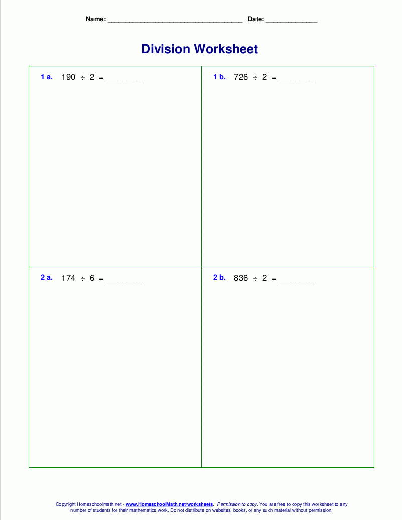 Printable Long Division Worksheets Grade 4