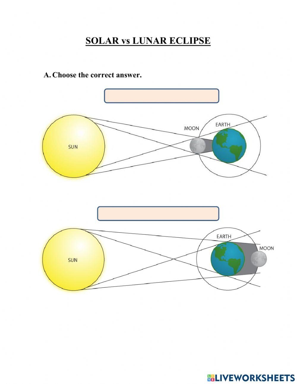 Lunar And Solar Free Interactive Worksheets 700317