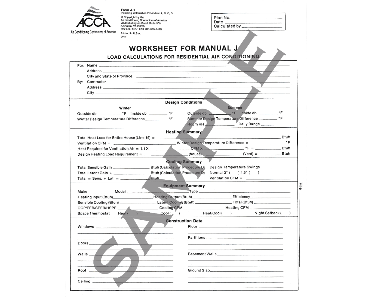 Manual J Forms Pack Of 10 Builder s Book Inc Bookstore