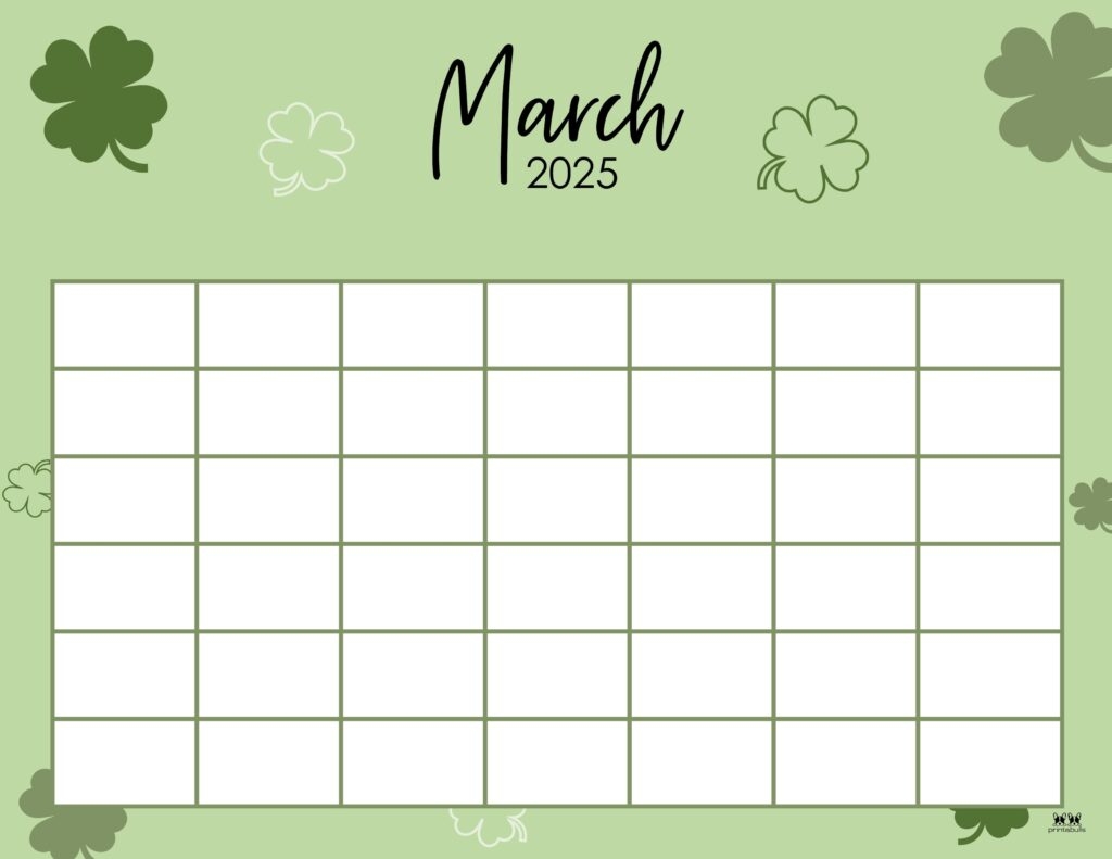 Blank Calendar Of March Printable