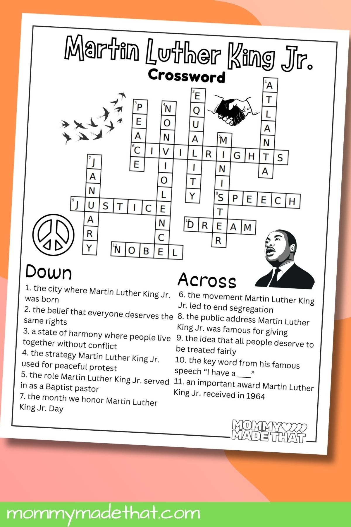 Mlk Crossword Puzzles Printable