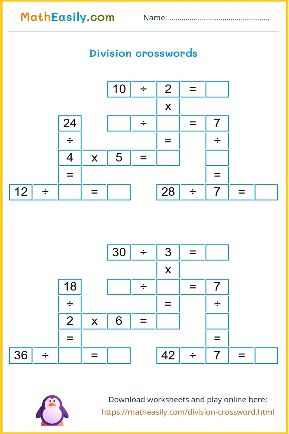Printable Math Crossword Puzzles Challenging