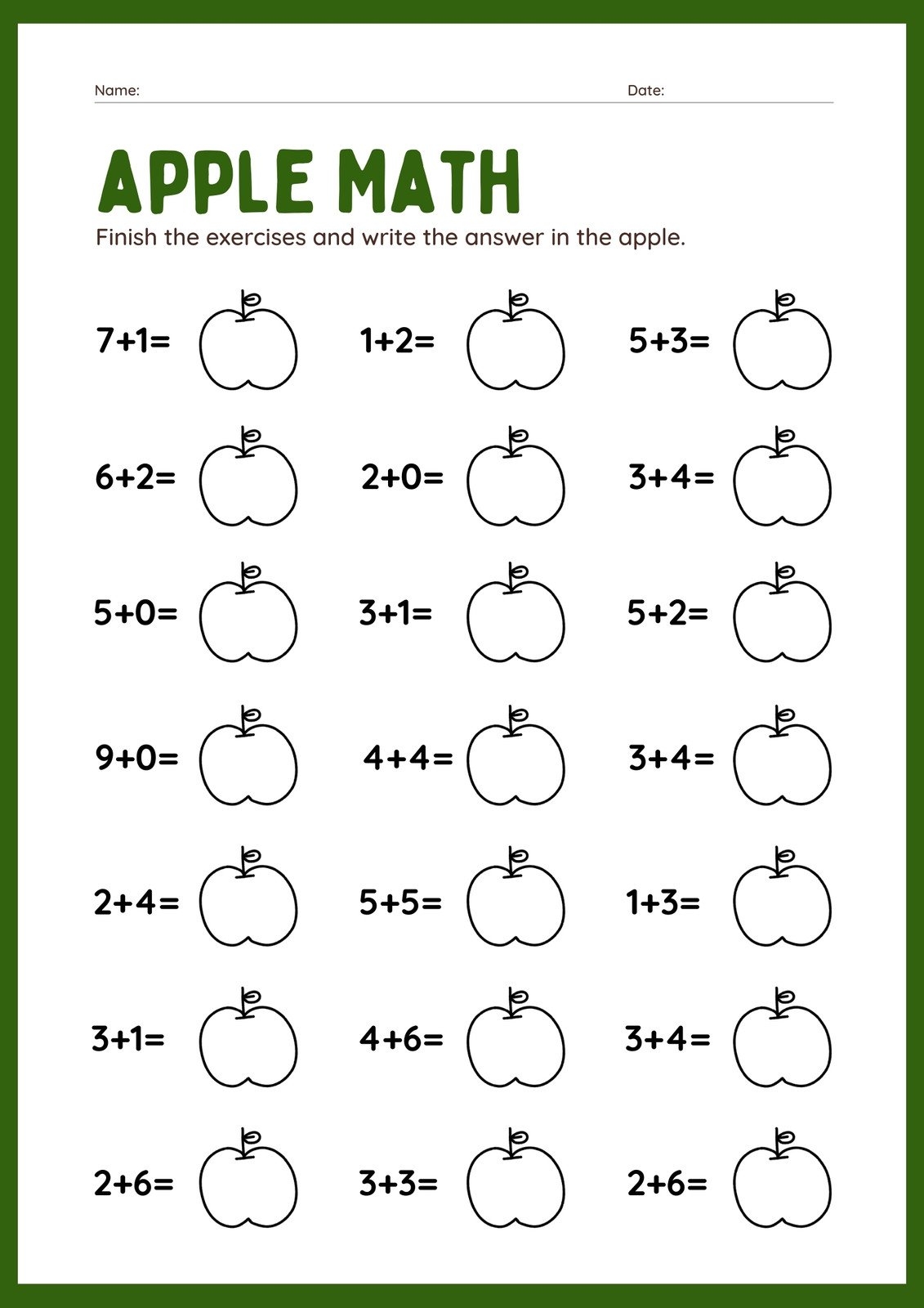 Free Printable Math Worksheets