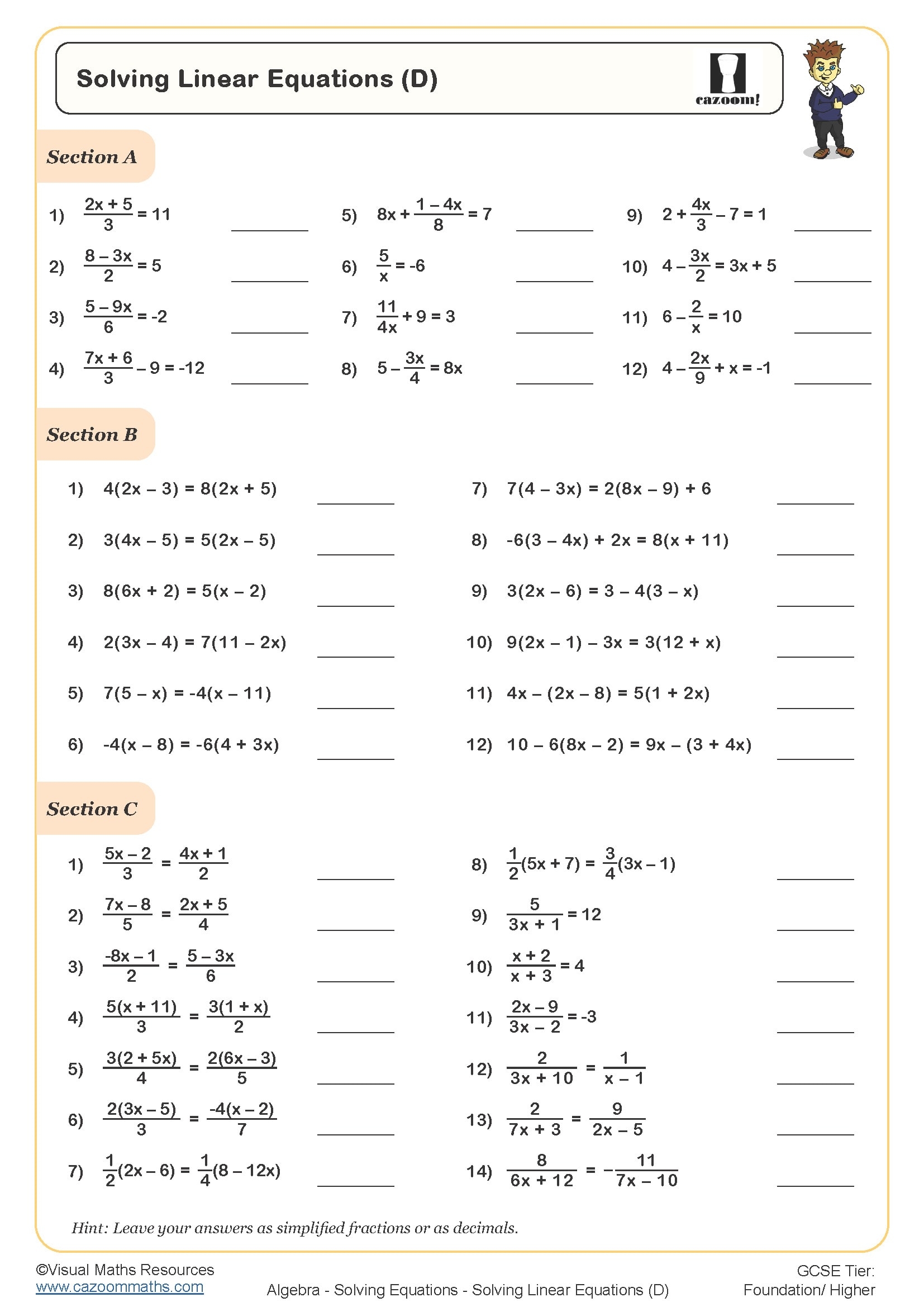Year 10 Maths Worksheets Printable