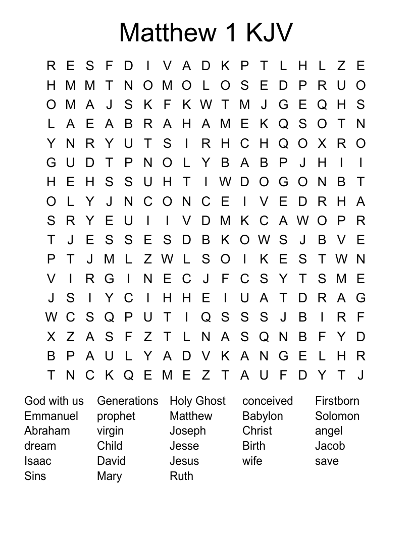 Free Printable Bible Word Search Puzzles Kjv