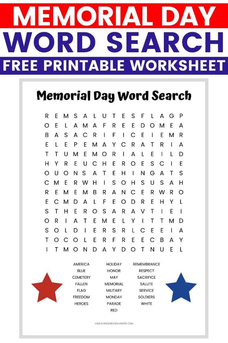 Memorial Day Word Search Printable