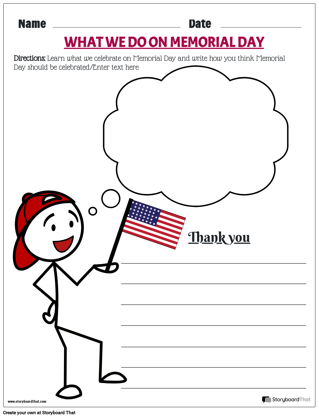 Kinder Memorial Day Worksheets Free Printable