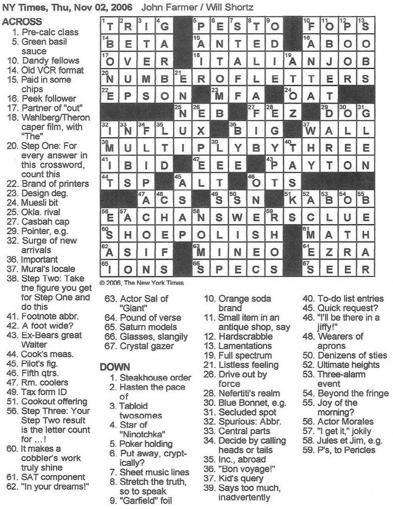 Free Printable Crossword Puzzles Merl Reagle