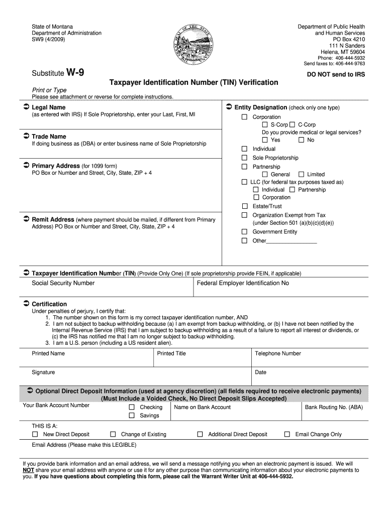 Montana W9 Fill Out amp Sign Online DocHub