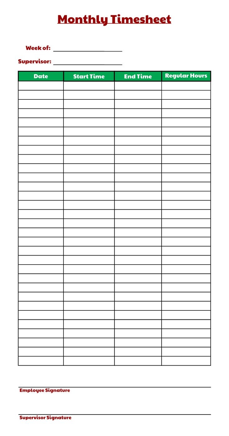 Free Printable Timesheet Templates
