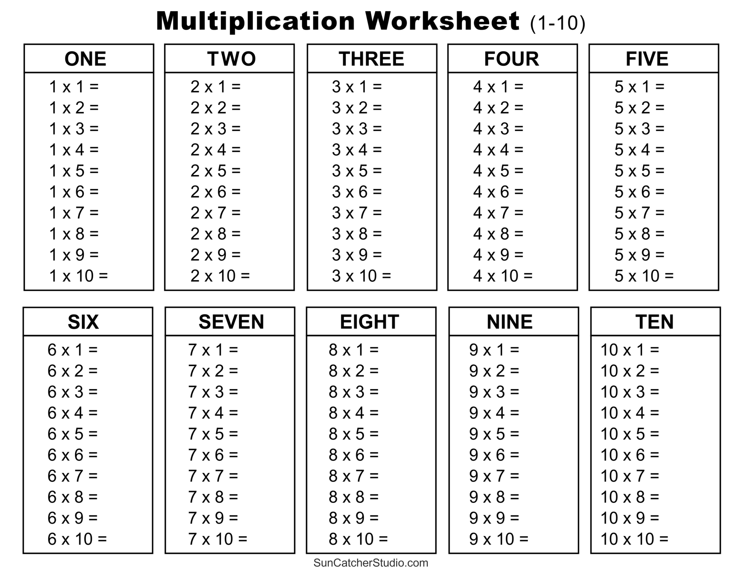 Multiplication Worksheets Printable Pdf