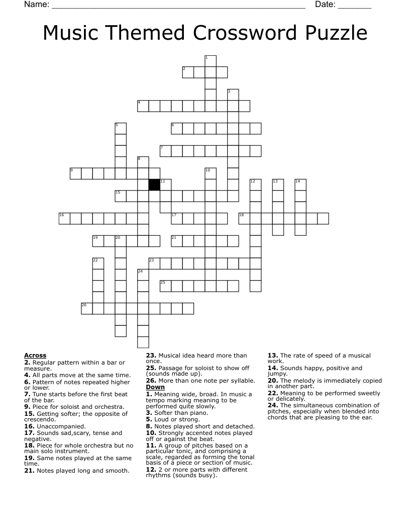 Printable Crossword Puzzles Free Themed