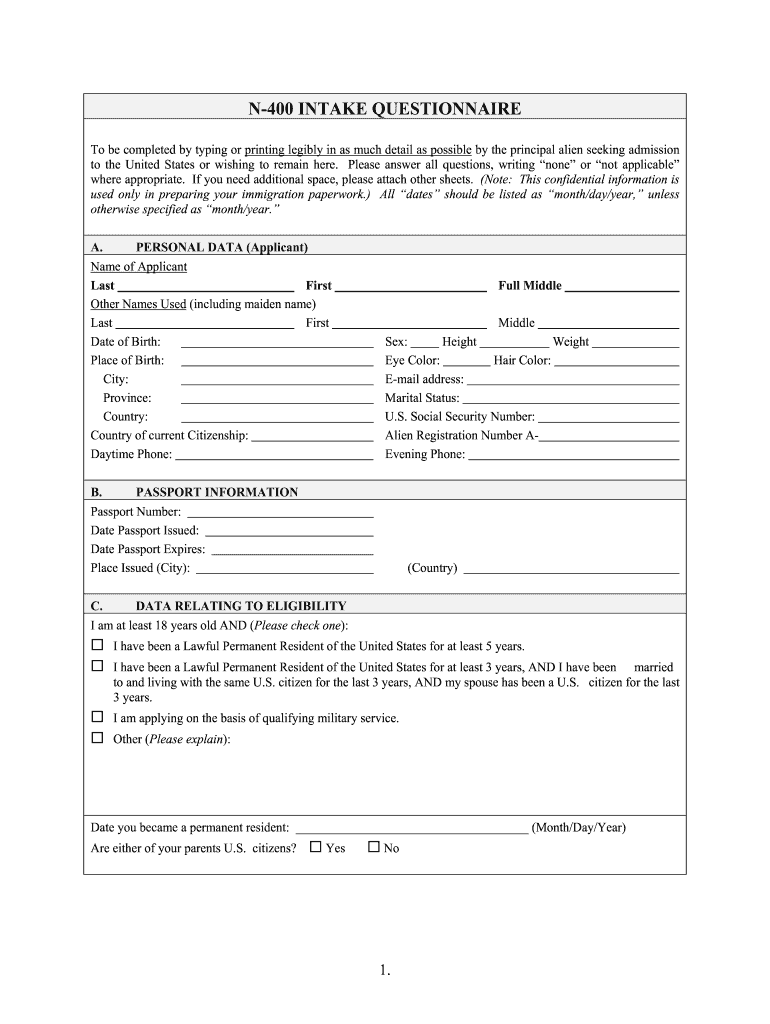 Printable Form N-400