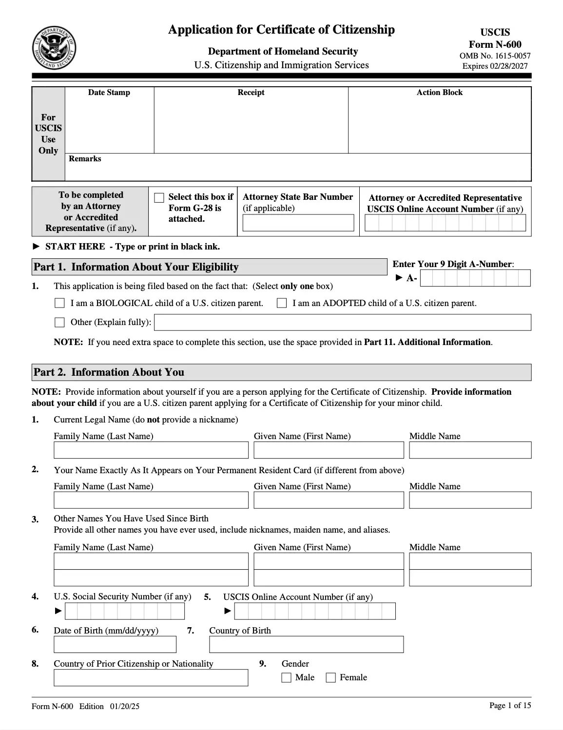 N 600 Form Apply For Certificate Of Citizenship Zendocs