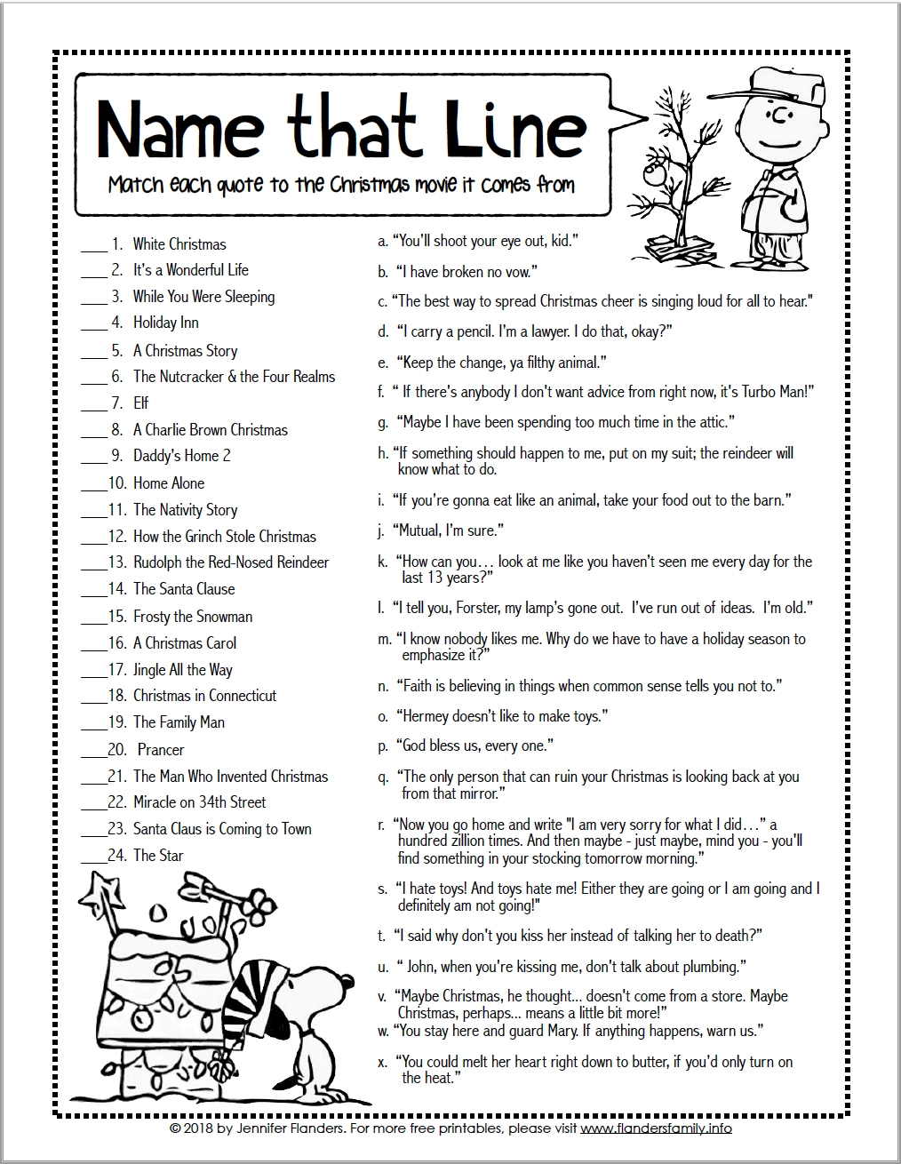 Name That Line Christmas Quiz Flanders Family Home Life