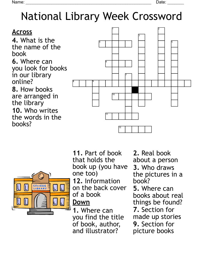 Free Printable Library Crossword Puzzles