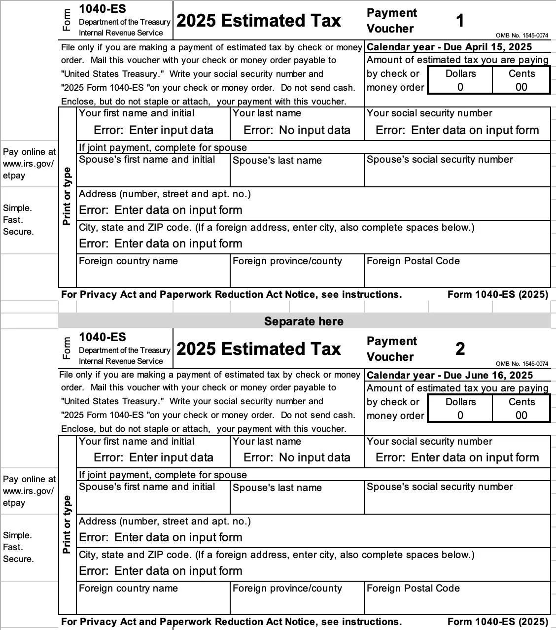 2025 Form 1040-Es Payment Voucher 3