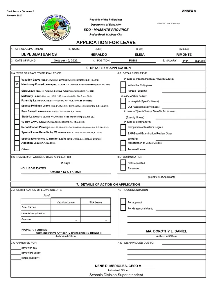 Form 6 Deped 2023 Editable