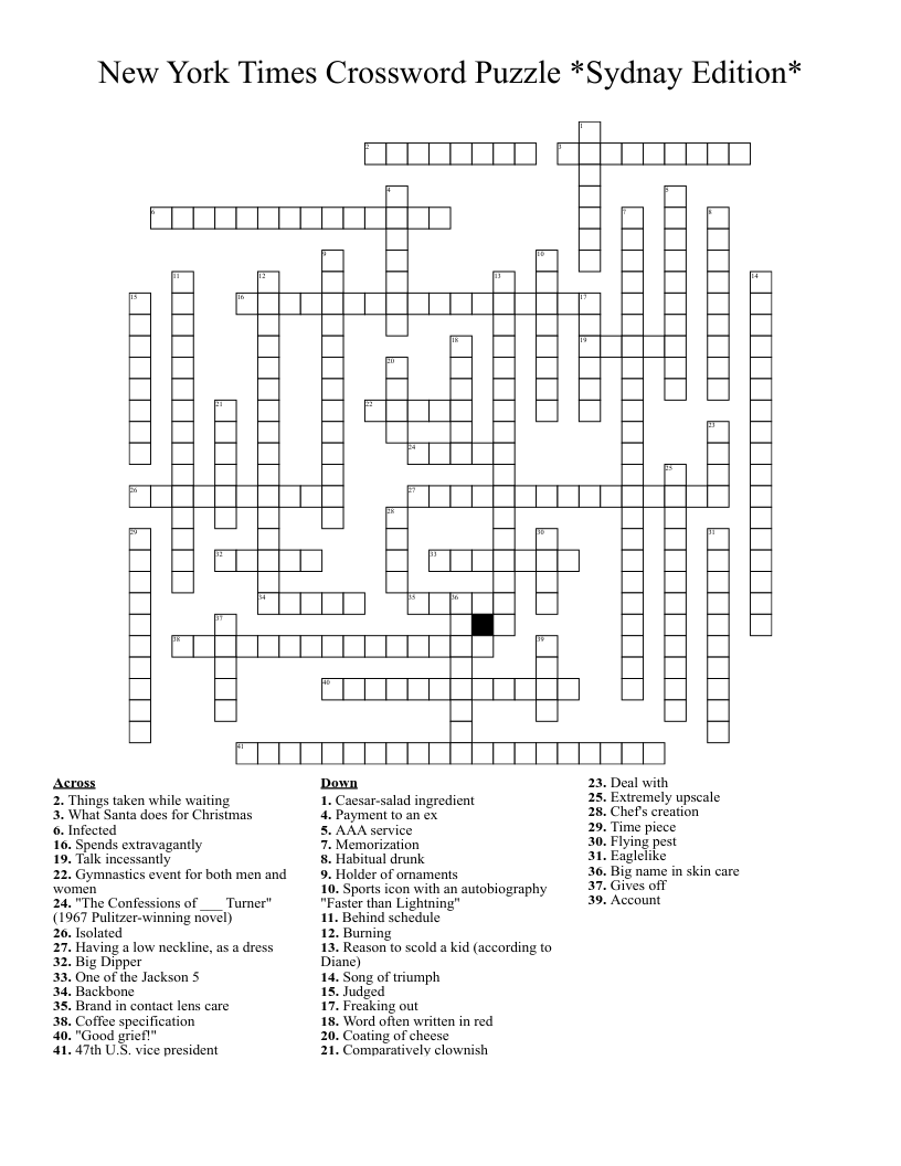 Printable New York Times Crossword Puzzles