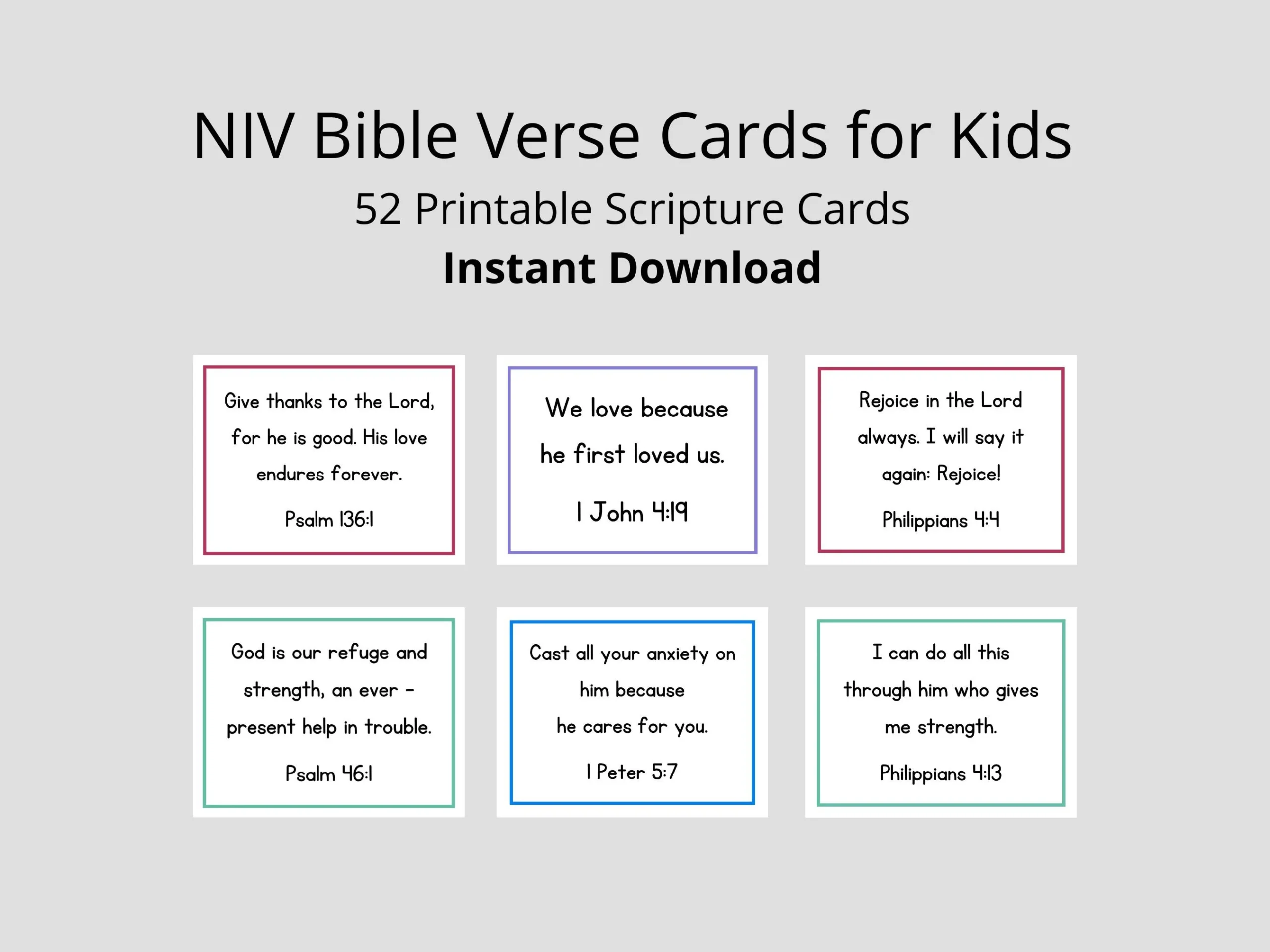 NIV Bible Verse Cards For Kids 52 Scripture Cards digital 