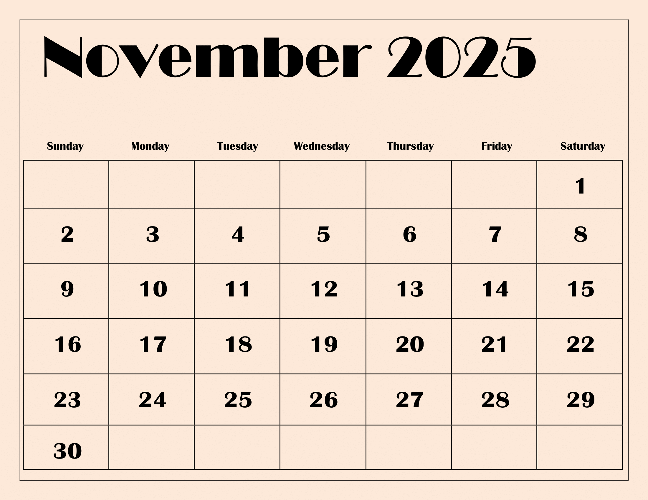November Printable Calendar