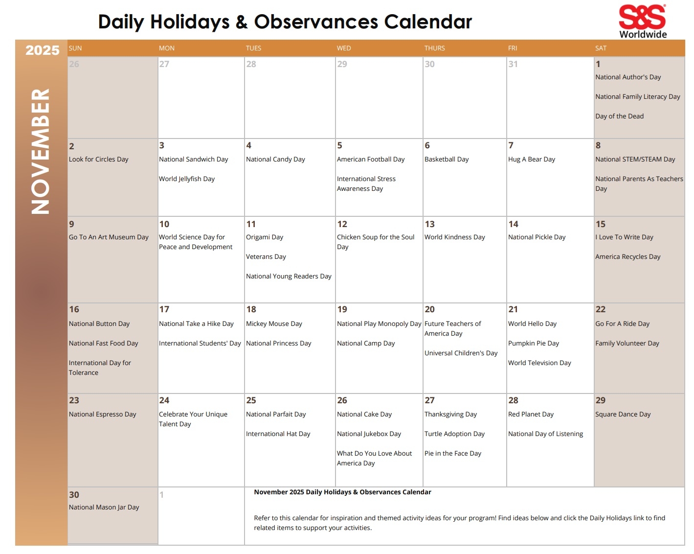 Printable November Calendar With Holidays