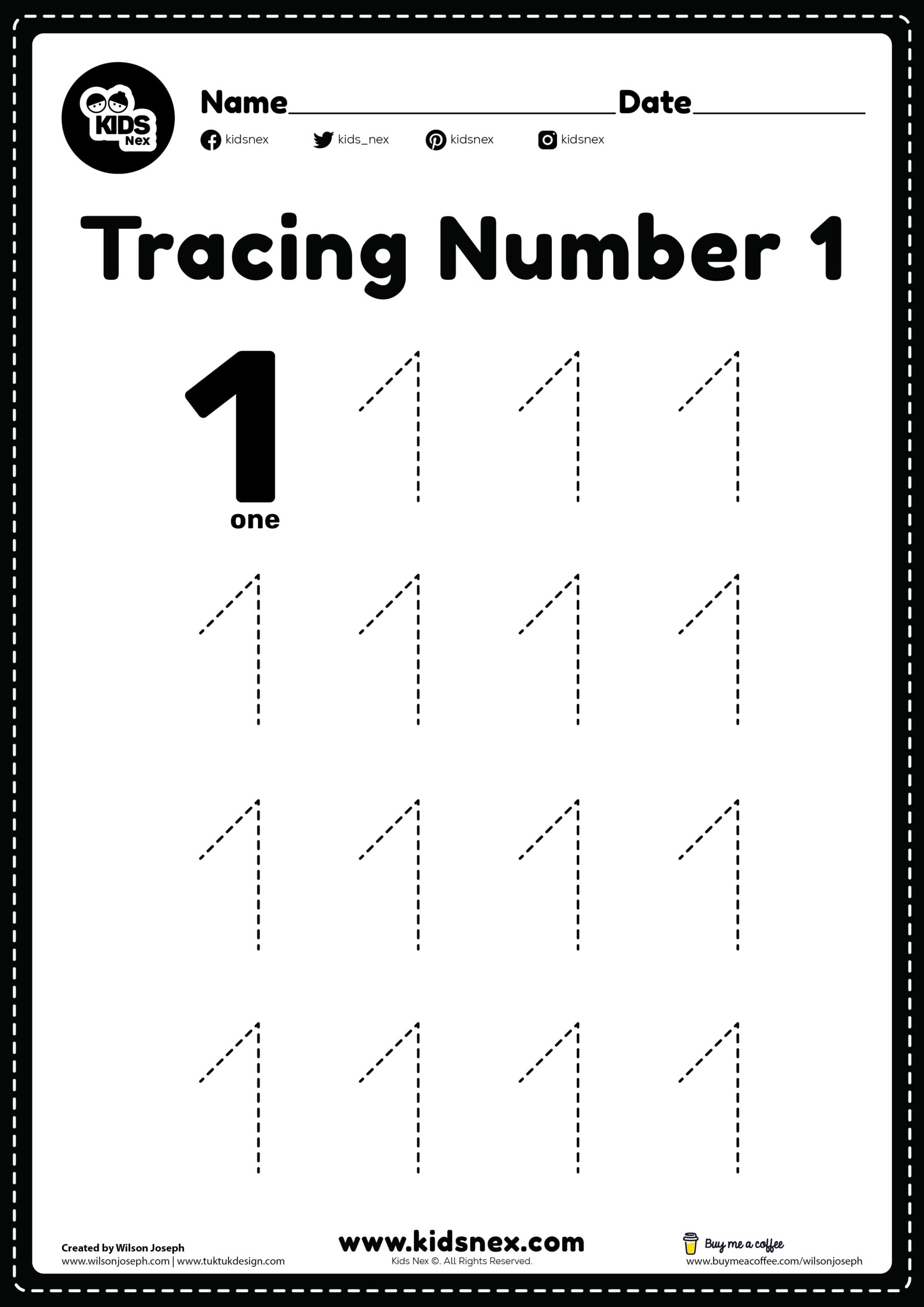 Preschool Worksheets Free Printable Number 1