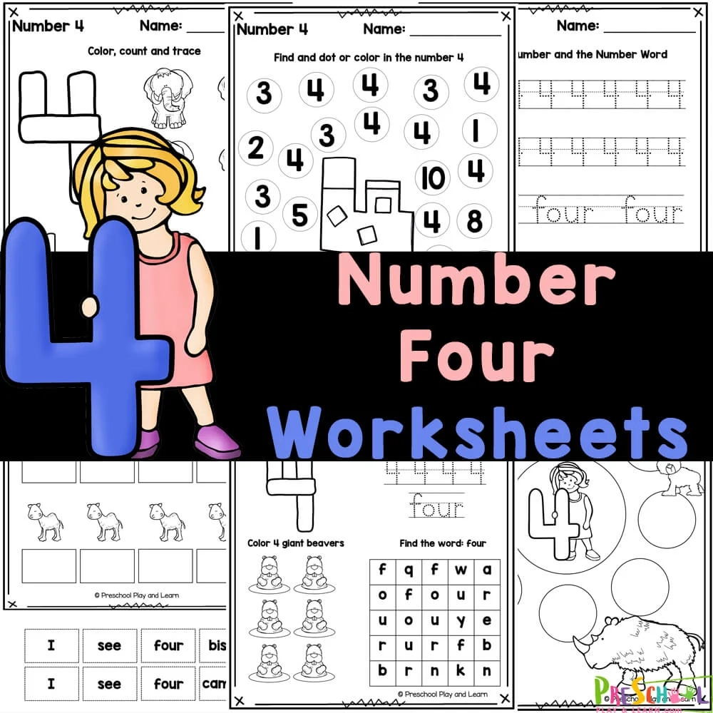 Number 4 Worksheets FREE Tracing amp Counting Printables