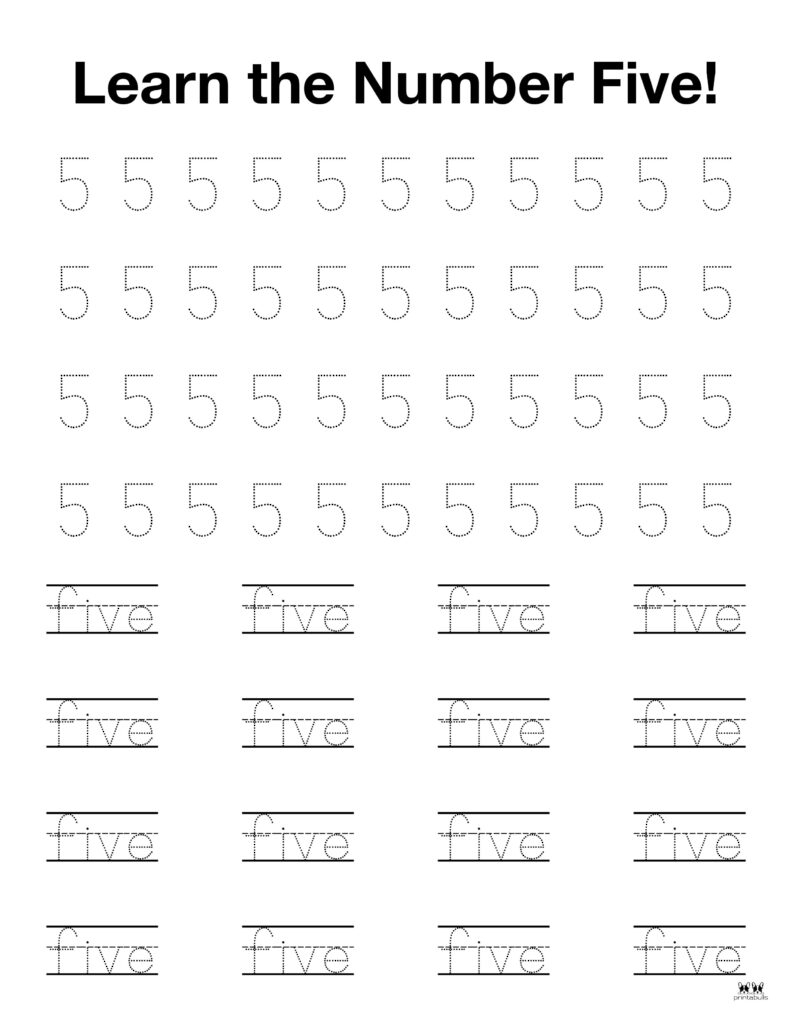Tracing Number 5 Printable