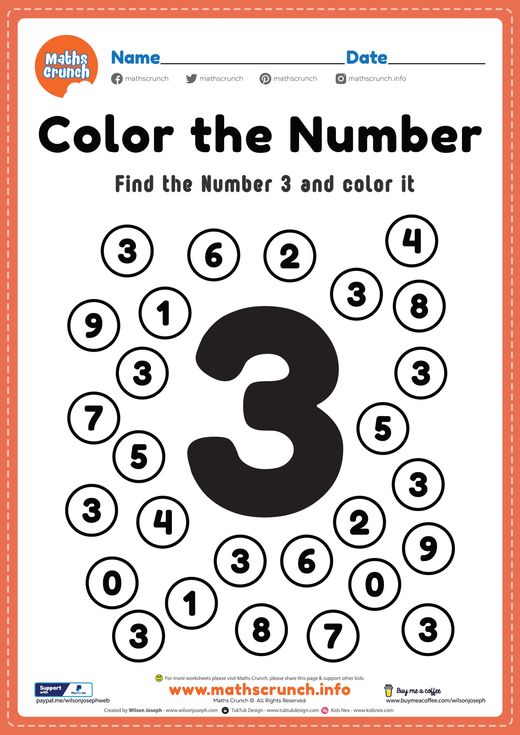 Number 3 Free Printable Worksheets