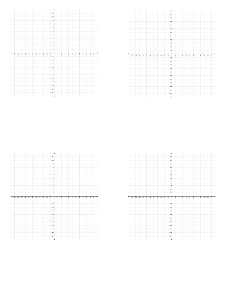 Numbered Coordinate Planes Quadrants I IV 4 Per Page 