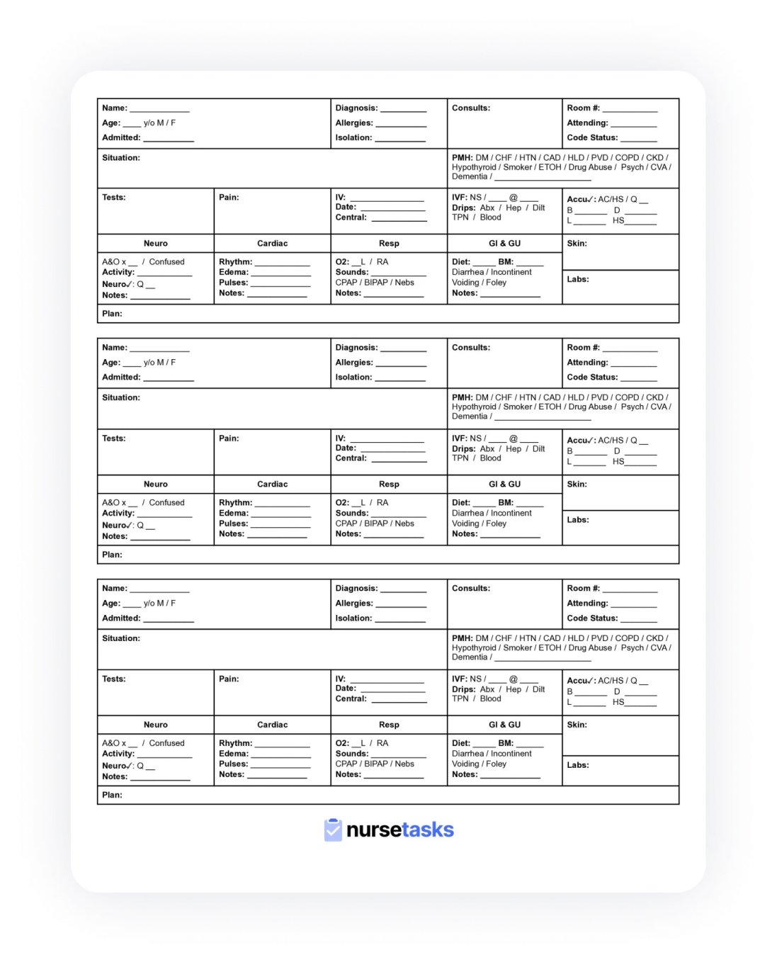 Cna Brain Sheet Printable