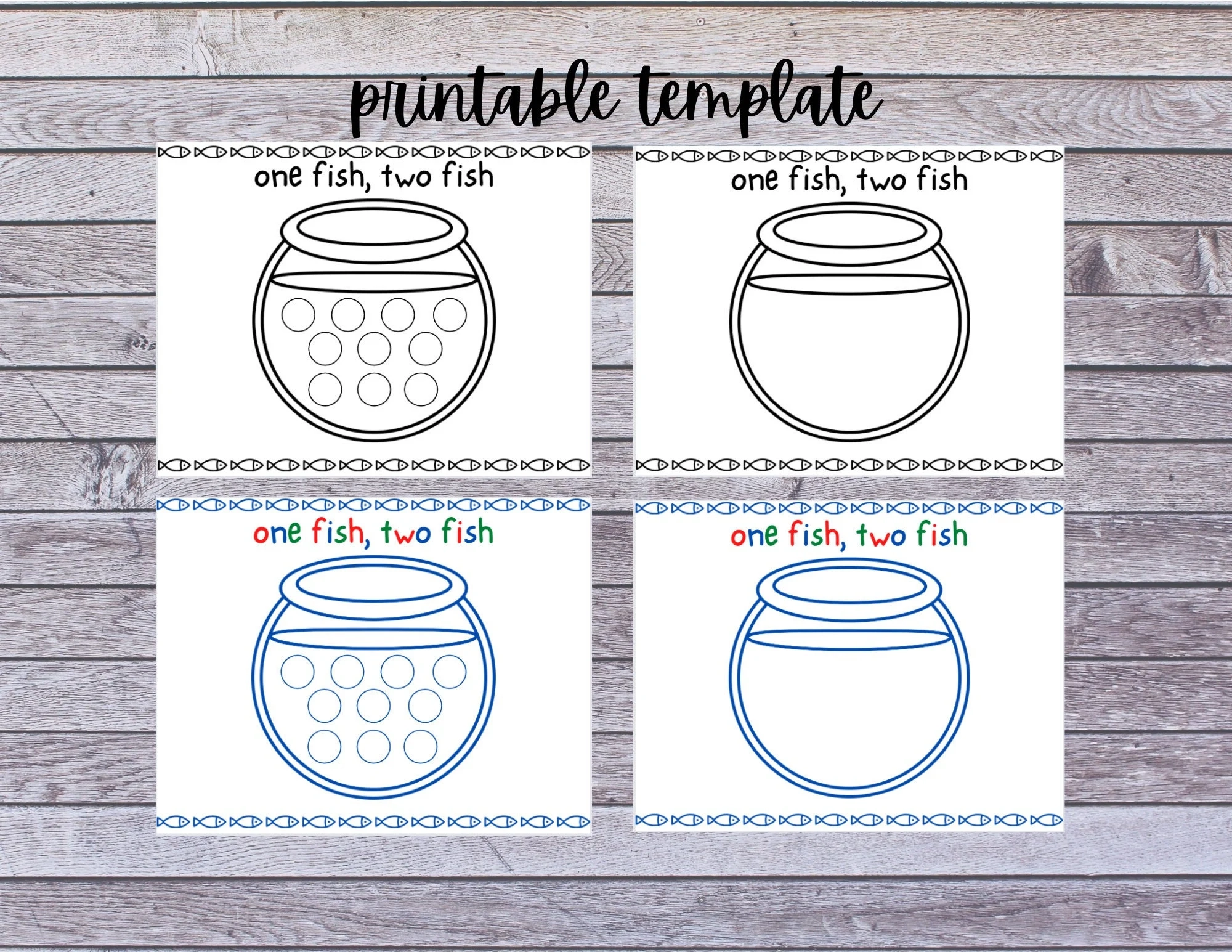 One Fish Two Fish Printable Templates Etsy UK