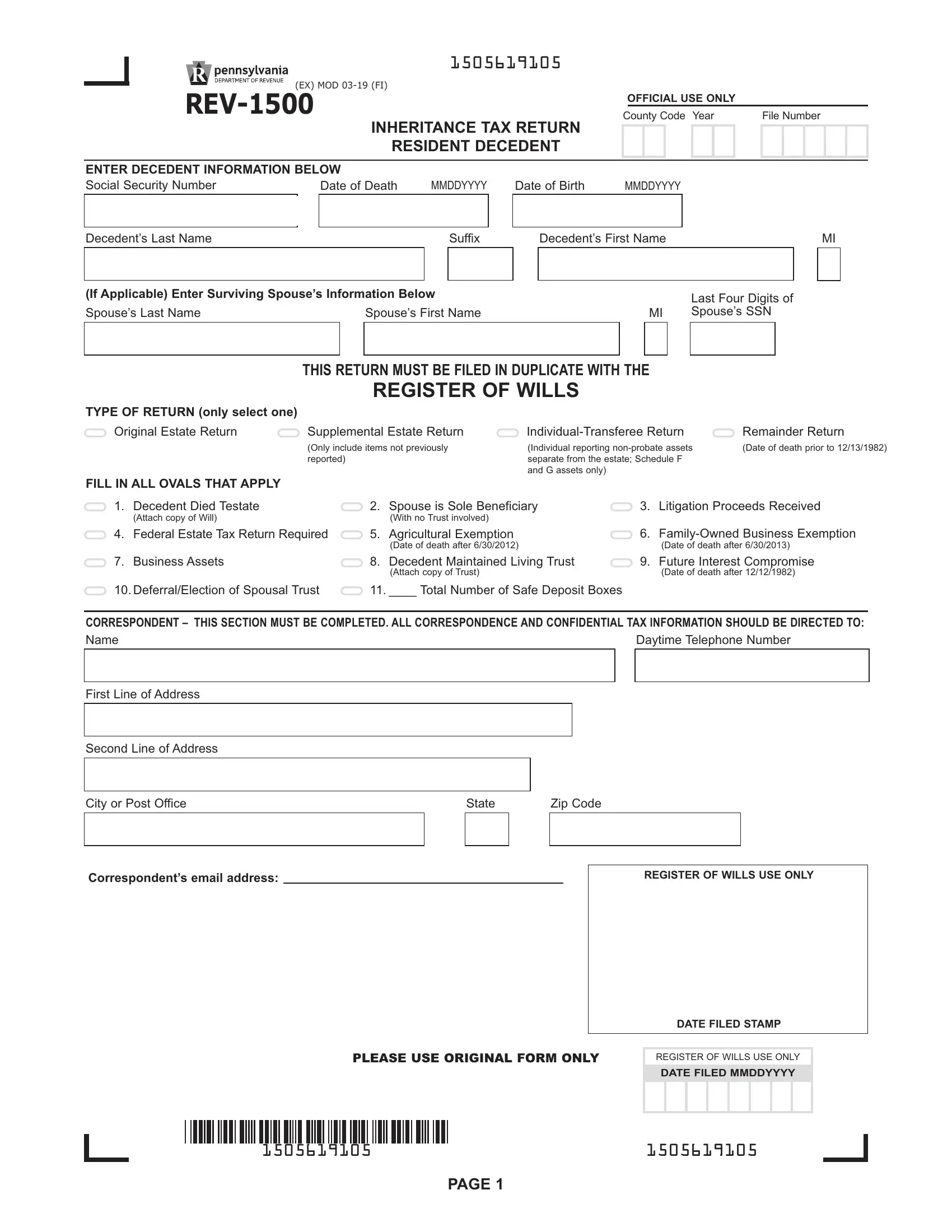 Pa 1500 Form Fill Out Printable PDF Forms Online