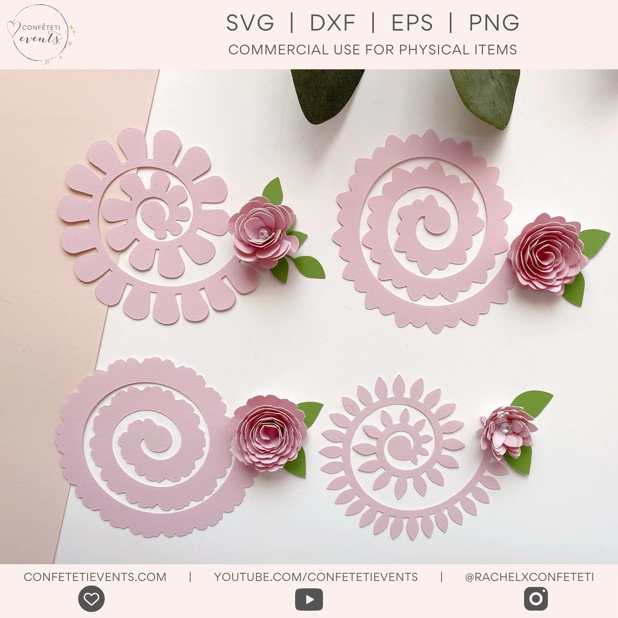 Paper Flower SVG Rolled Flower SVG Paper Flower Template 