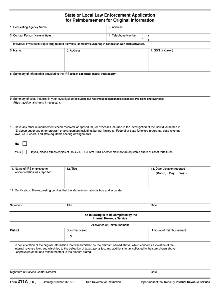 Irs Form 211 Printable 2024