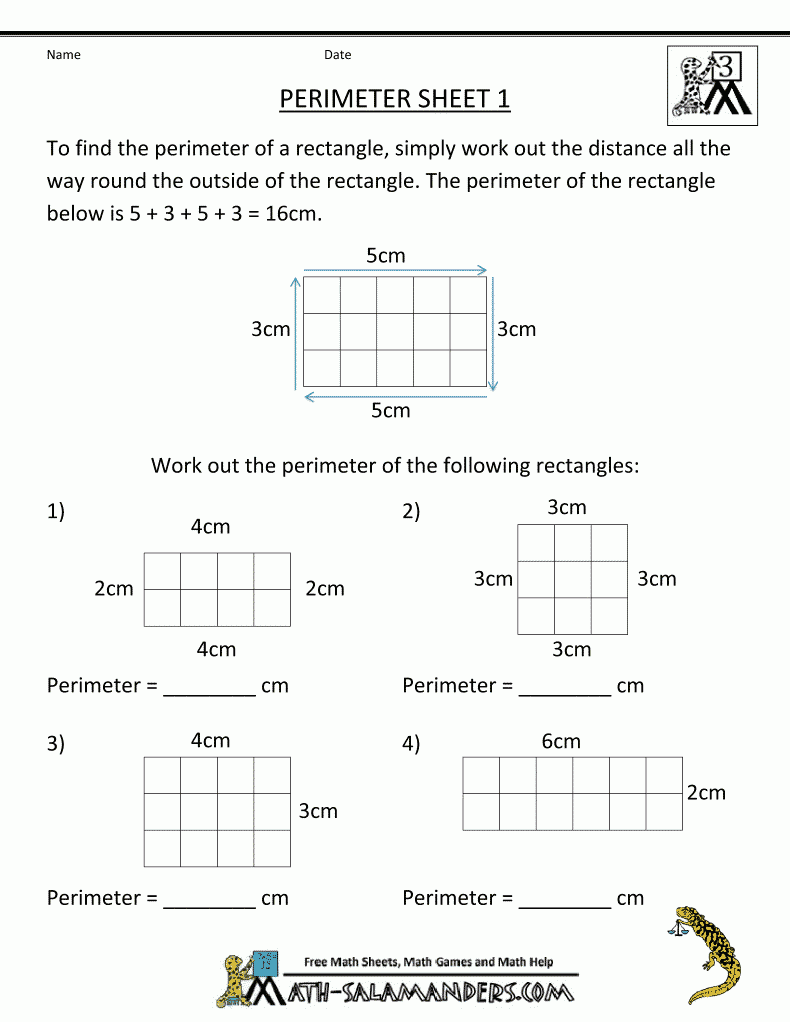 Free Printable Perimeter Worksheets 3rd Grade
