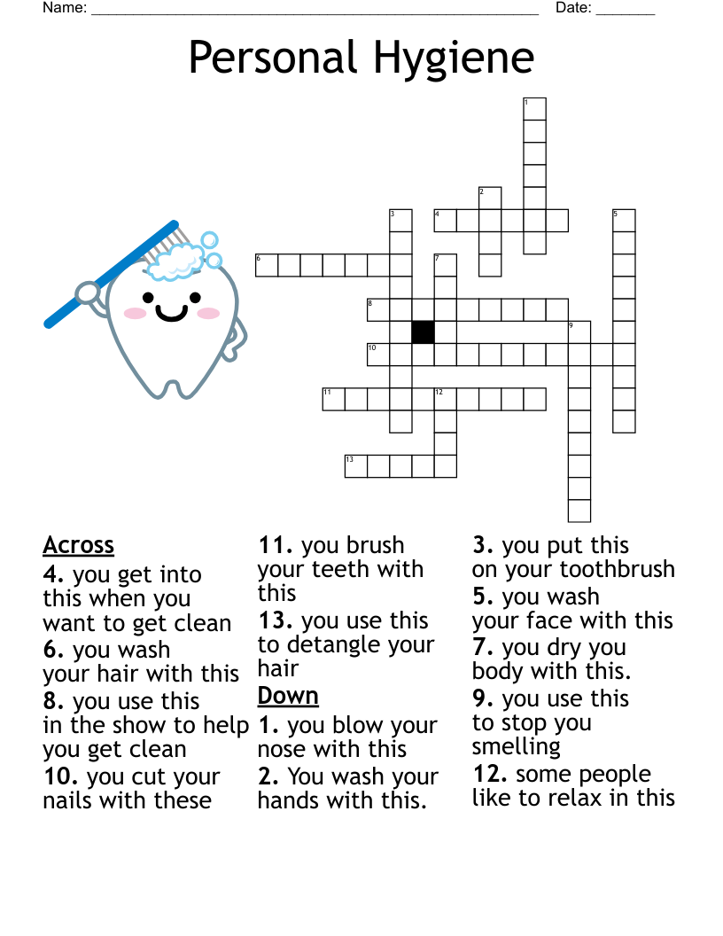 Personal Hygiene Crossword WordMint