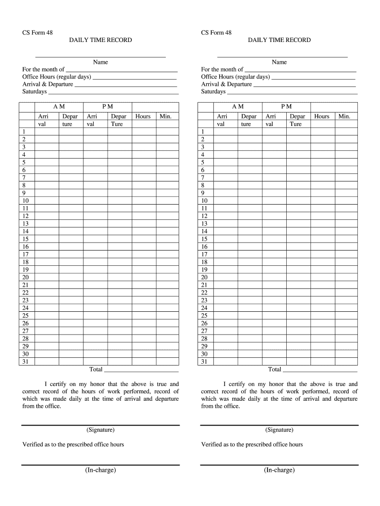 PH WVSU CS Form 48 Fill Online Printable Fillable Blank 