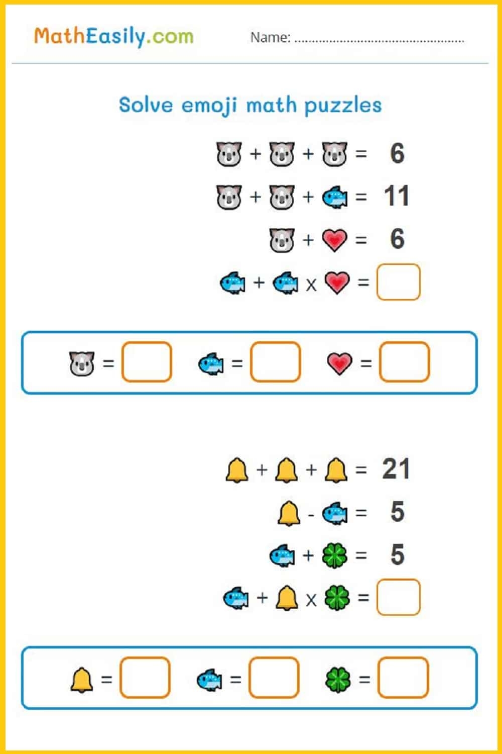 Free Printable Math Puzzles With Answers