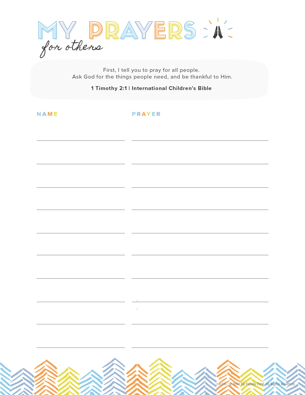 Prayer Printables For Kids