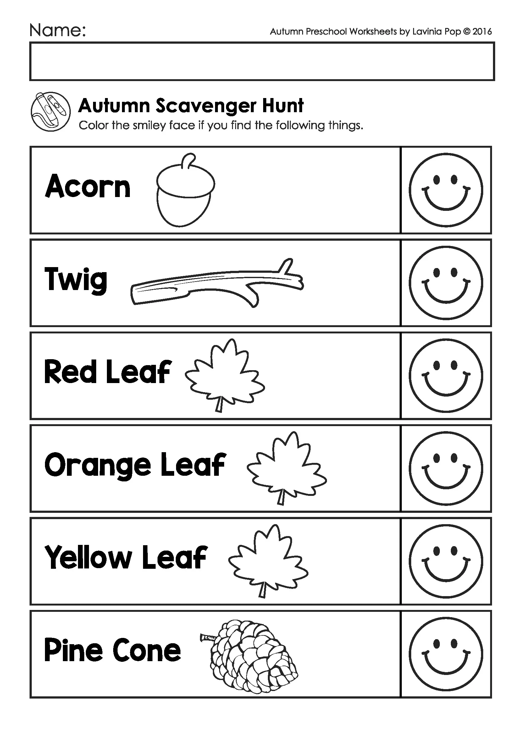 Preschool Autumn Fall Worksheets In My World